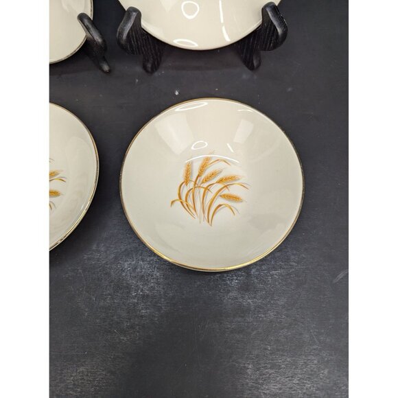 Vintage Golden Wheat Made in USA 22K Gold 5 Inch Dessert Berry Bowls Lot of 4 - Picture 5 of 8